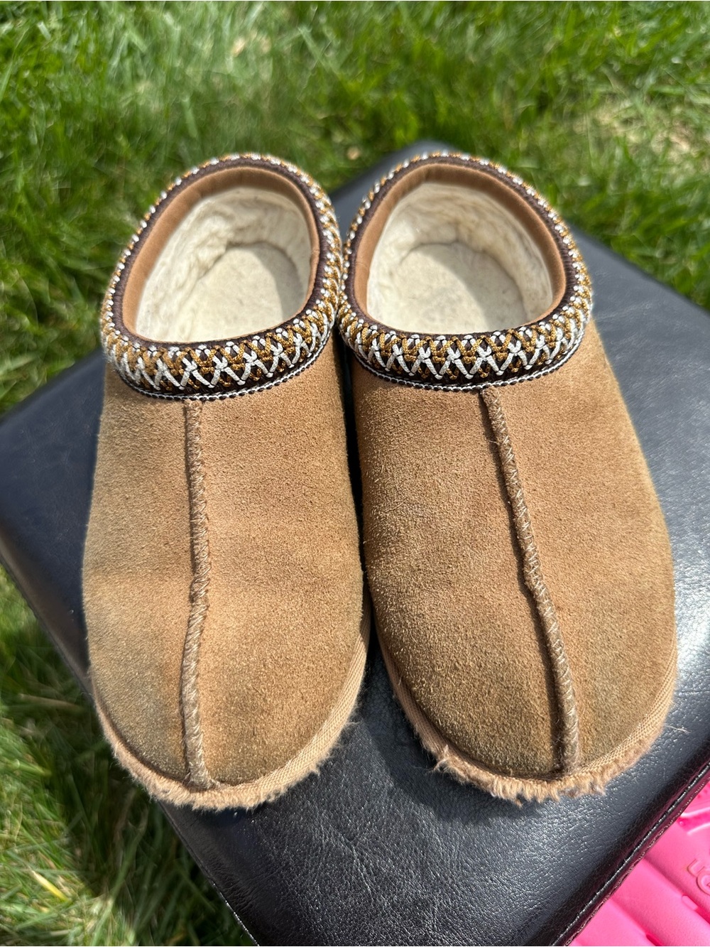 UGG Kids Chestnut Brown Slip-On Suede Slippers